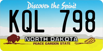ND license plate KQL798