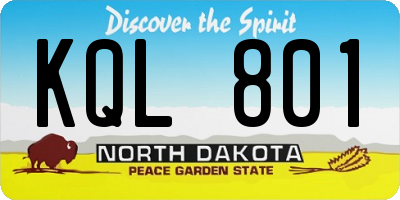 ND license plate KQL801