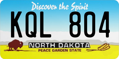 ND license plate KQL804