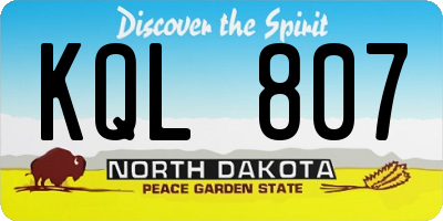 ND license plate KQL807