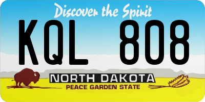 ND license plate KQL808