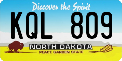 ND license plate KQL809