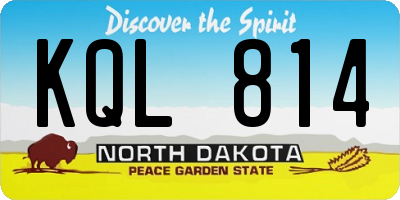 ND license plate KQL814