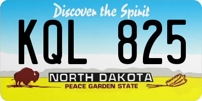 ND license plate KQL825