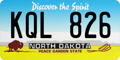 ND license plate KQL826