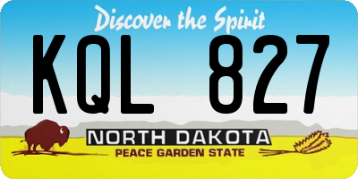 ND license plate KQL827