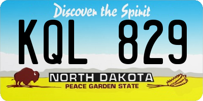 ND license plate KQL829