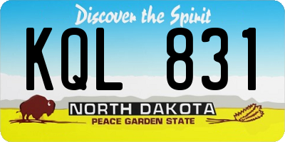 ND license plate KQL831