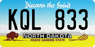ND license plate KQL833