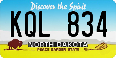 ND license plate KQL834