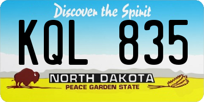 ND license plate KQL835