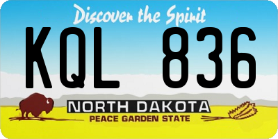 ND license plate KQL836