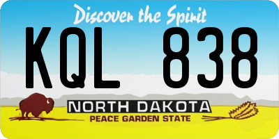 ND license plate KQL838