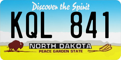 ND license plate KQL841