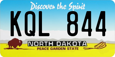 ND license plate KQL844