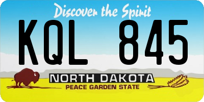 ND license plate KQL845