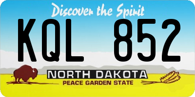 ND license plate KQL852