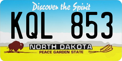 ND license plate KQL853