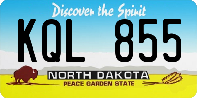 ND license plate KQL855