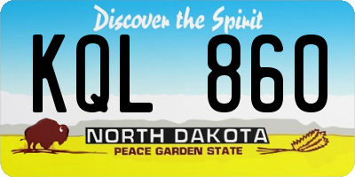 ND license plate KQL860