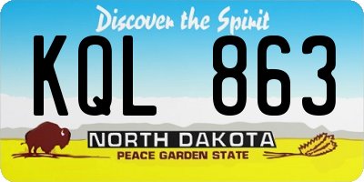 ND license plate KQL863