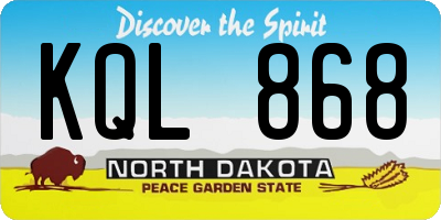 ND license plate KQL868
