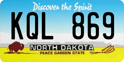 ND license plate KQL869