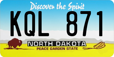 ND license plate KQL871