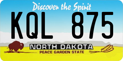 ND license plate KQL875