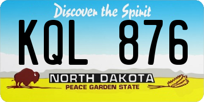 ND license plate KQL876