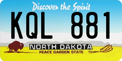 ND license plate KQL881