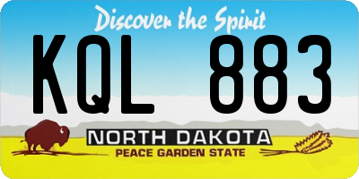 ND license plate KQL883