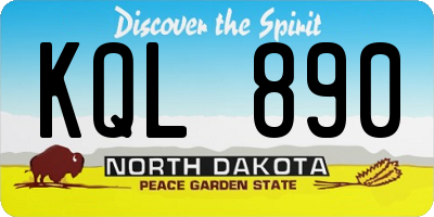 ND license plate KQL890