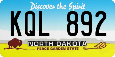 ND license plate KQL892