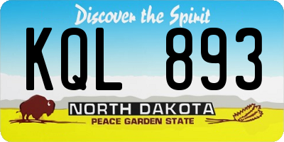 ND license plate KQL893