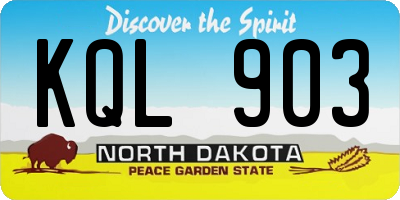 ND license plate KQL903