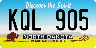 ND license plate KQL905