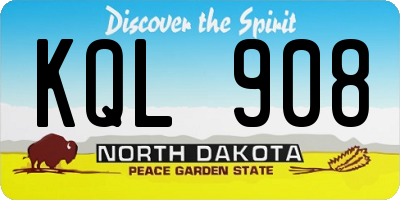 ND license plate KQL908