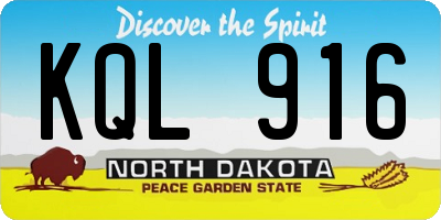 ND license plate KQL916