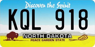 ND license plate KQL918