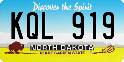 ND license plate KQL919