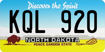 ND license plate KQL920