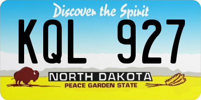 ND license plate KQL927