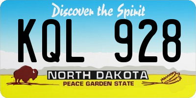 ND license plate KQL928