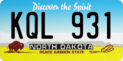 ND license plate KQL931
