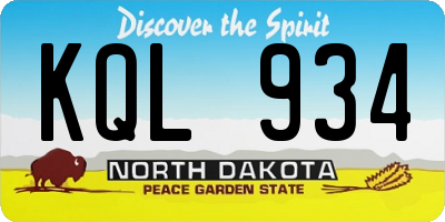ND license plate KQL934