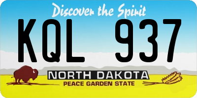 ND license plate KQL937