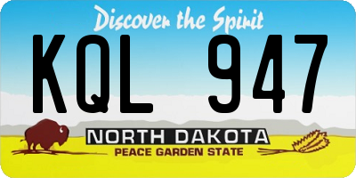 ND license plate KQL947