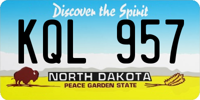 ND license plate KQL957