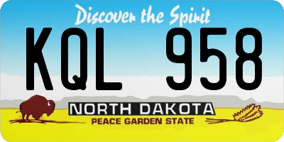 ND license plate KQL958